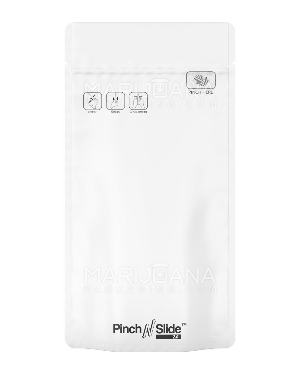 Child Resistant & Tamper Evident | Pinch N Slide 3.0 Matte White Mylar Bags | 5in x 8.8in - 14g - 250 Count - 1