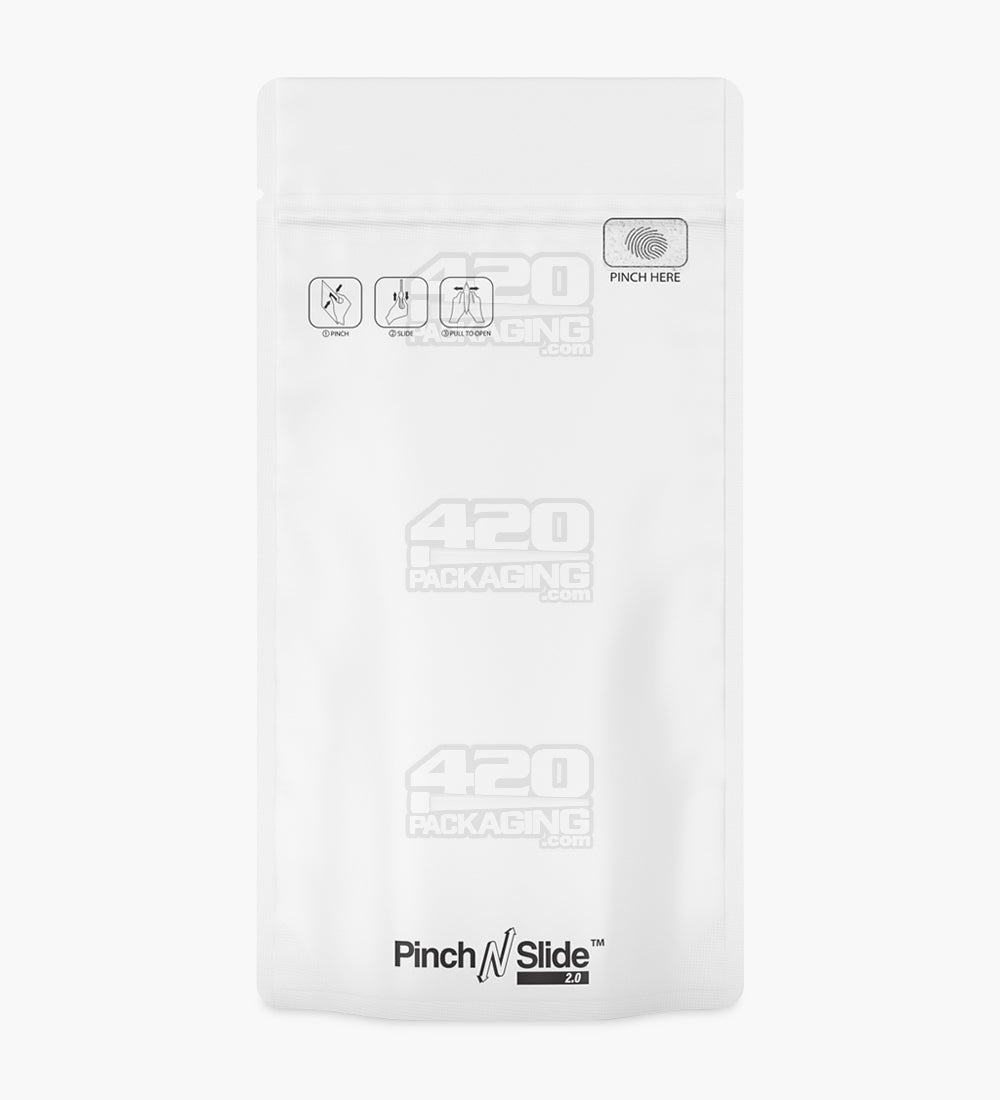 Child Resistant & Tamper Evident | Pinch N Slide 3.0 Matte White Mylar Bags | 5in x 8.8in - 14g - 250 Count