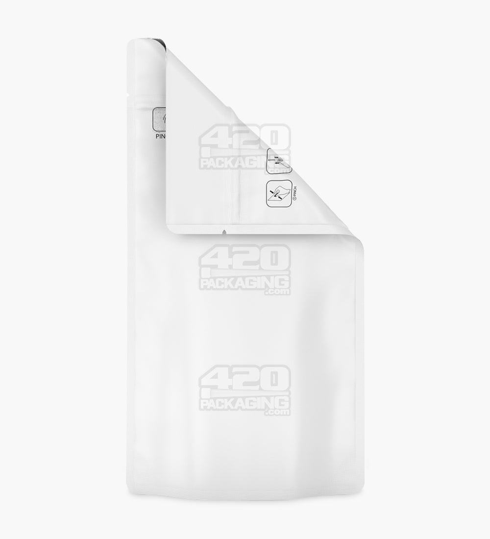 Child Resistant & Tamper Evident | Pinch N Slide 3.0 Matte White Mylar Bags | 5in x 8.8in - 14g - 250 Count