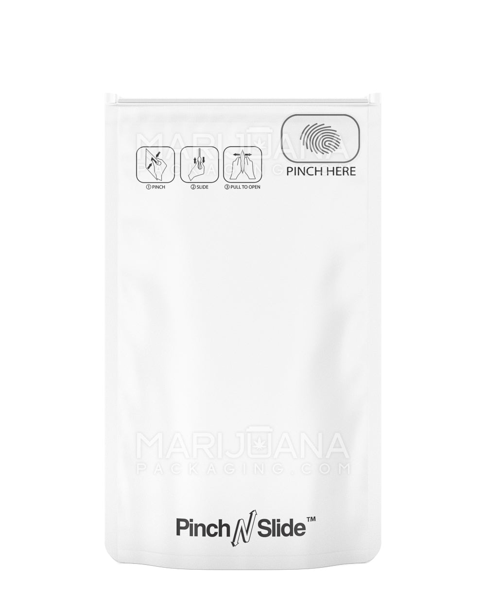 Child Resistant | Pinch N Slide ASTM Matte White Mylar Bags | 5in x 8.5in - 14g - 250 Count - 1