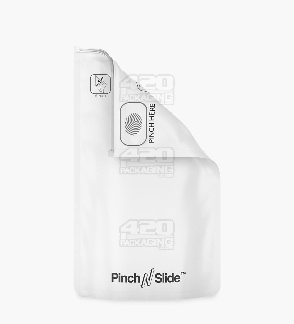 Child Resistant | Pinch N Slide ASTM Matte White Mylar Bags | 5in x 8.5in - 14g - 250 Count