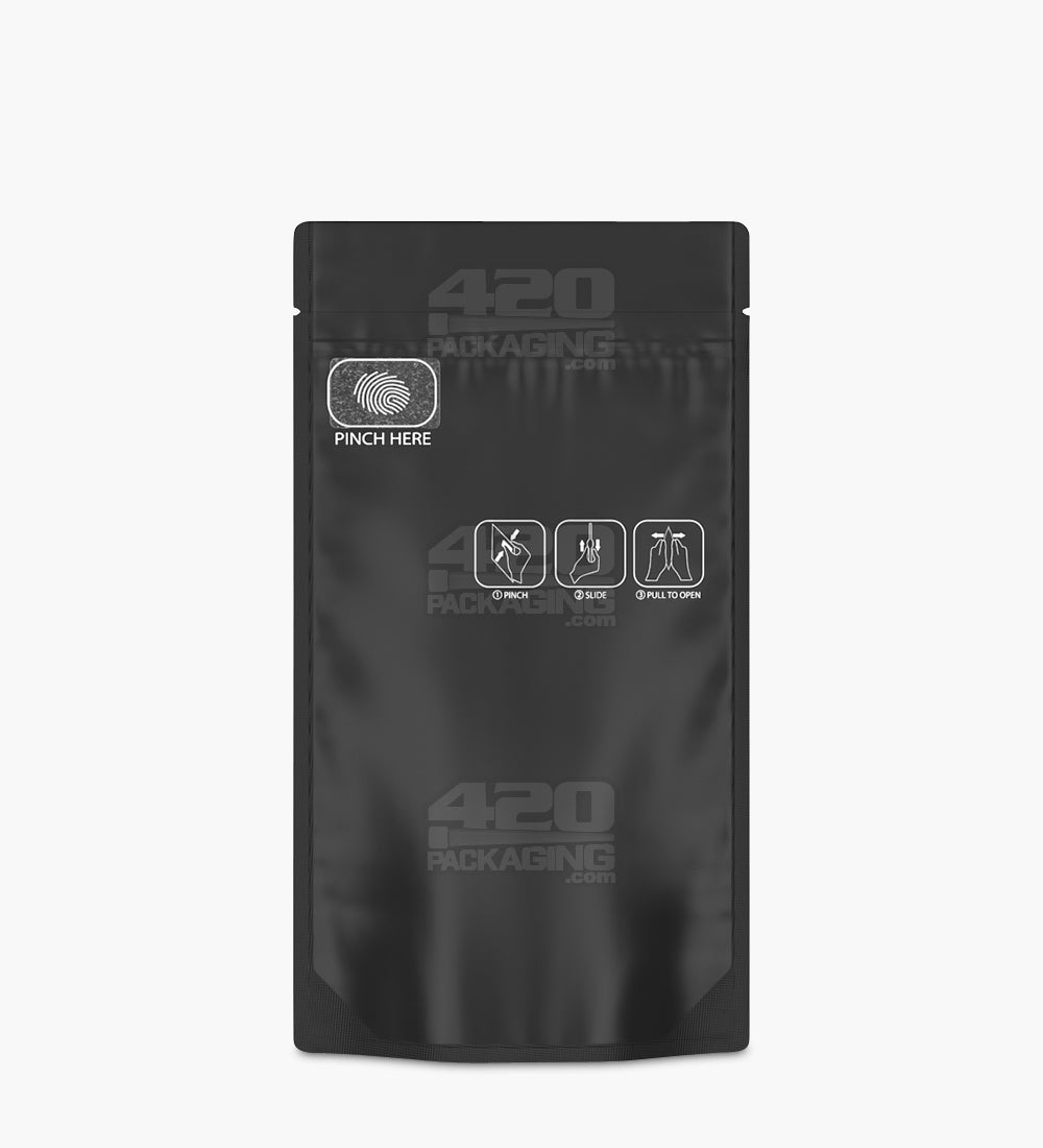 Child Resistant & Tamper Evident | Pinch N Slide 3.0 Matte Black Mylar PCR Bags | 4in x 7.4in - 7g - 250 Count