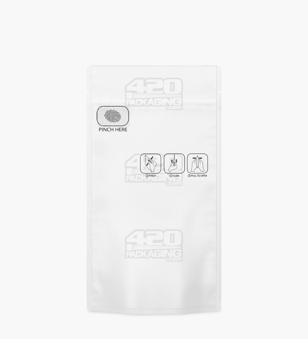 Child Resistant & Tamper Evident | Pinch N Slide 3.0 Matte White Mylar Bags | 4in x 7.4in - 7g - 250 Count