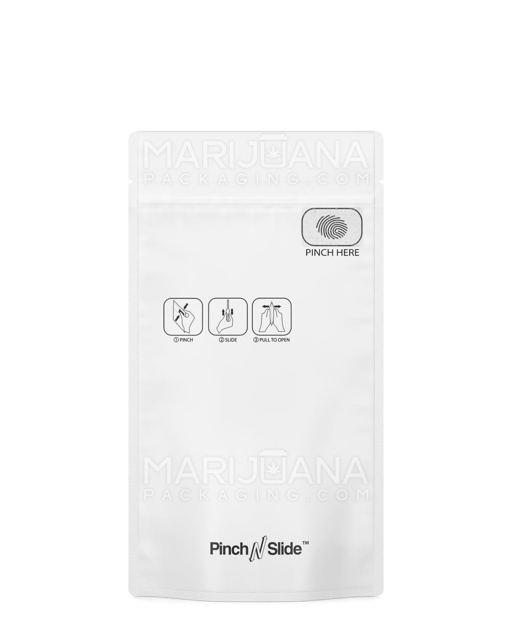 Child Resistant & Tamper Evident | Pinch N Slide 3.0 Matte White Mylar Bags | 4in x 7.4in - 7g - 250 Count - 1