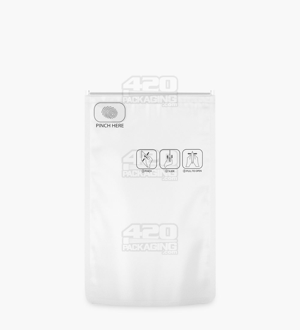 Child Resistant | Pinch N Slide ASTM Matte White Mylar Bags | 4in x 6.5in - 7g - 250 Count
