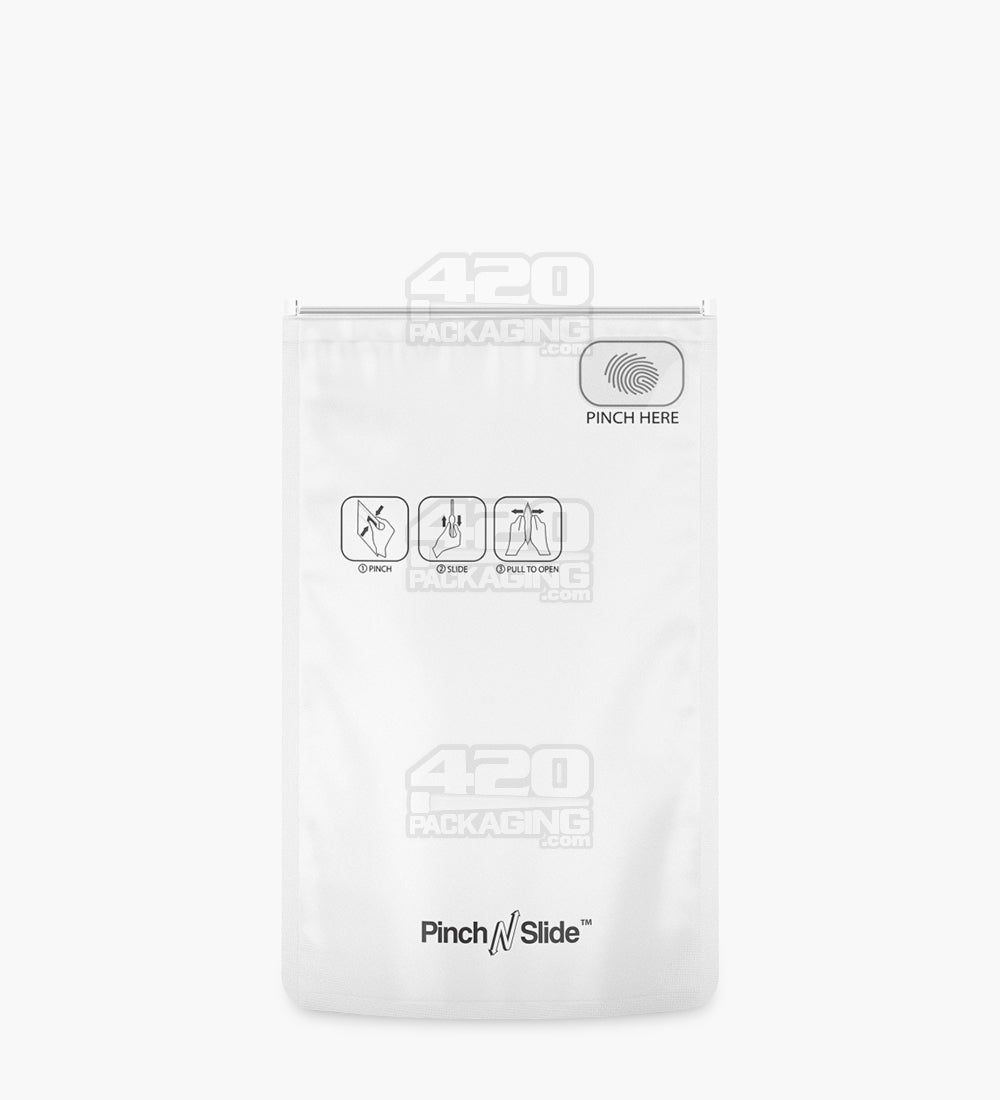 Child Resistant | Pinch N Slide ASTM Matte White Mylar Bags | 4in x 6.5in - 7g - 250 Count