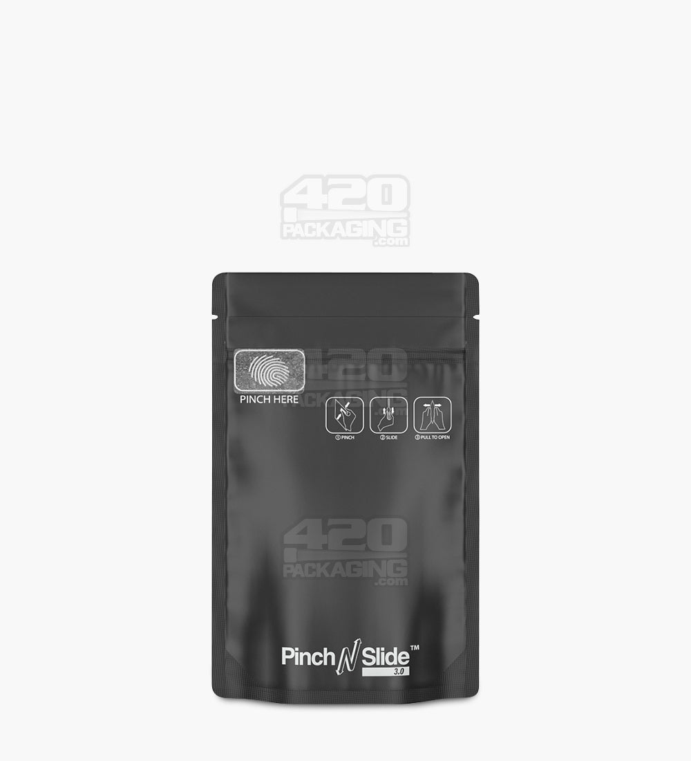 Child Resistant & Tamper Evident | Pinch N Slide 3.0 Matte Black PCR Mylar Bags | 3.6in x 5.7in - 3.5g - 250 Count