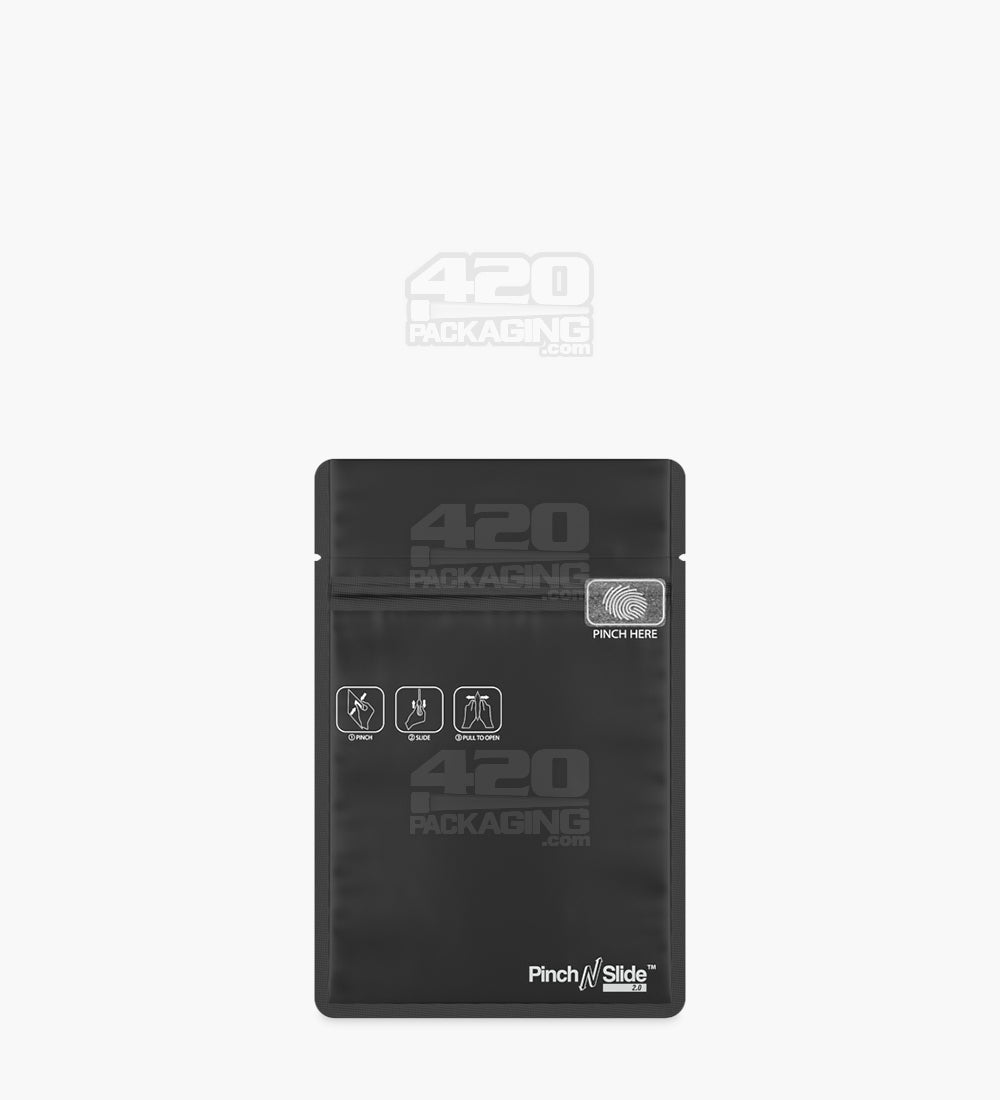 Child Resistant & Tamper Evident | Pinch N Slide 3.0 Matte Black Mylar Bags | 3.4in x 4.4in - 1g - 250 Count