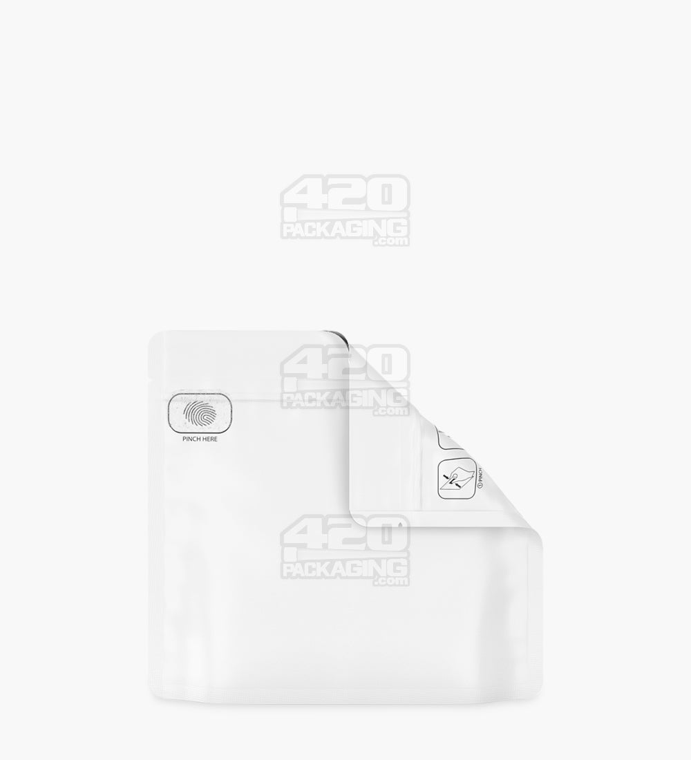 Child Resistant & Tamper Evident | Pinch N Slide 3.0 Matte White Mylar Exit Bags | 8in x 6.7in - 28g - 250 Count