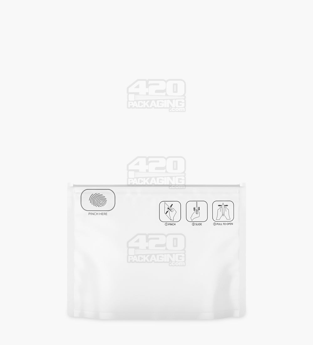Child Resistant | Pinch N Slide ASTM Matte White Mylar PCR Exit Bags | 8in x 6in - 28g - 250 Count