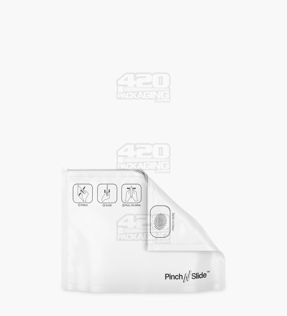 Child Resistant | Pinch N Slide ASTM Matte White Mylar PCR Exit Bags | 8in x 6in - 28g - 250 Count