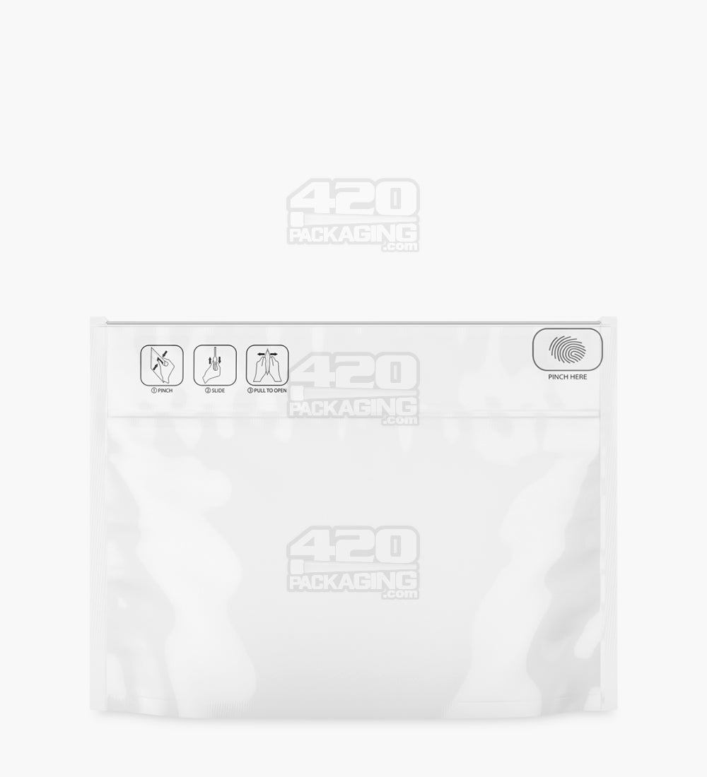 Child Resistant | Pinch N Slide ASTM Matte White Mylar Exit Bags | 12in x 9in - 56g - 250 Count