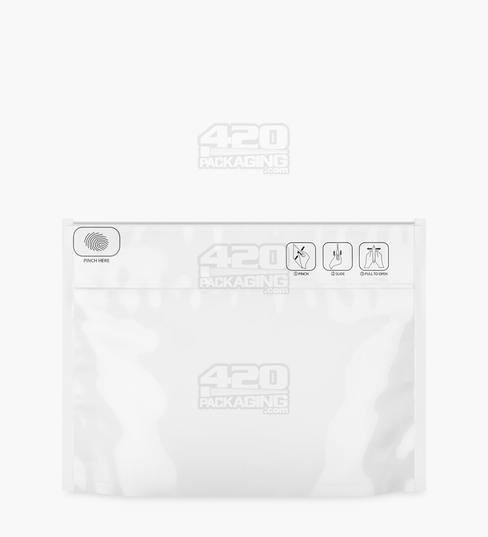 Child Resistant | Pinch N Slide ASTM Matte White Mylar Exit Bags | 12in x 9in - 56g - 250 Count