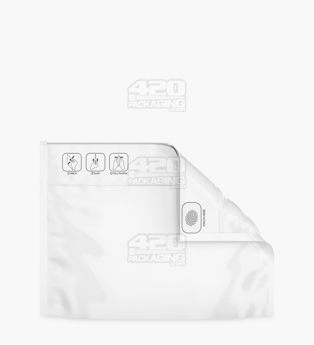 Child Resistant | Pinch N Slide ASTM Matte White Mylar Exit Bags | 12in x 9in - 56g - 250 Count