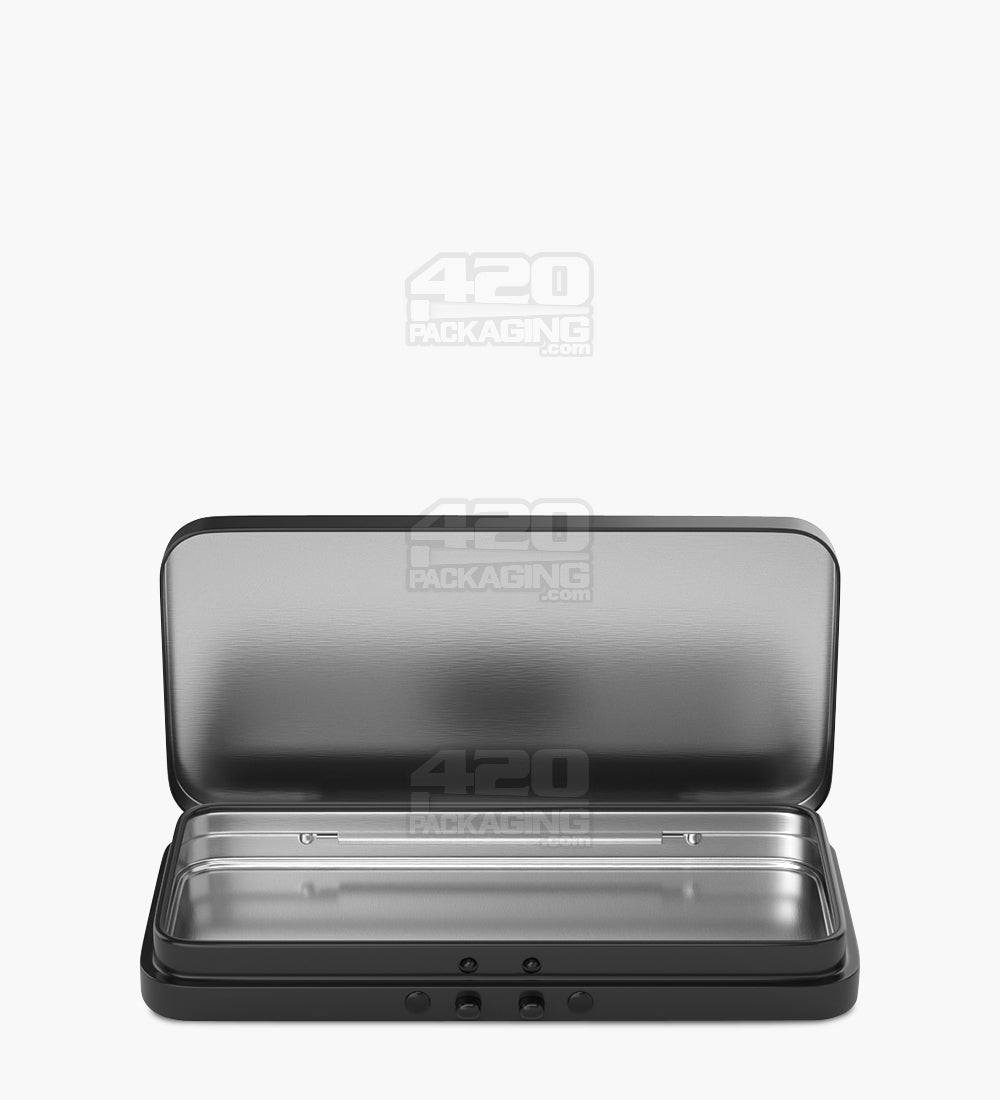 Child Resistant & Sustainable Hinged-Lid Large 3/4 Pack Edible & Joint Black Tin Box 100/Box - 6