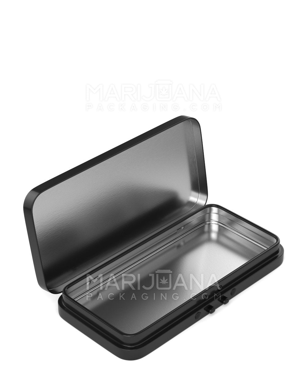 Child Resistant Hinged-Lid Large Edible & Joint Box | 120mm x 61.7mm - Black Tin | Sample - 1