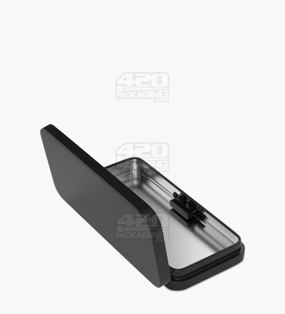 Child Resistant & Sustainable Hinged-Lid Large 3/4 Pack Edible & Joint Black Tin Box 100/Box - 7