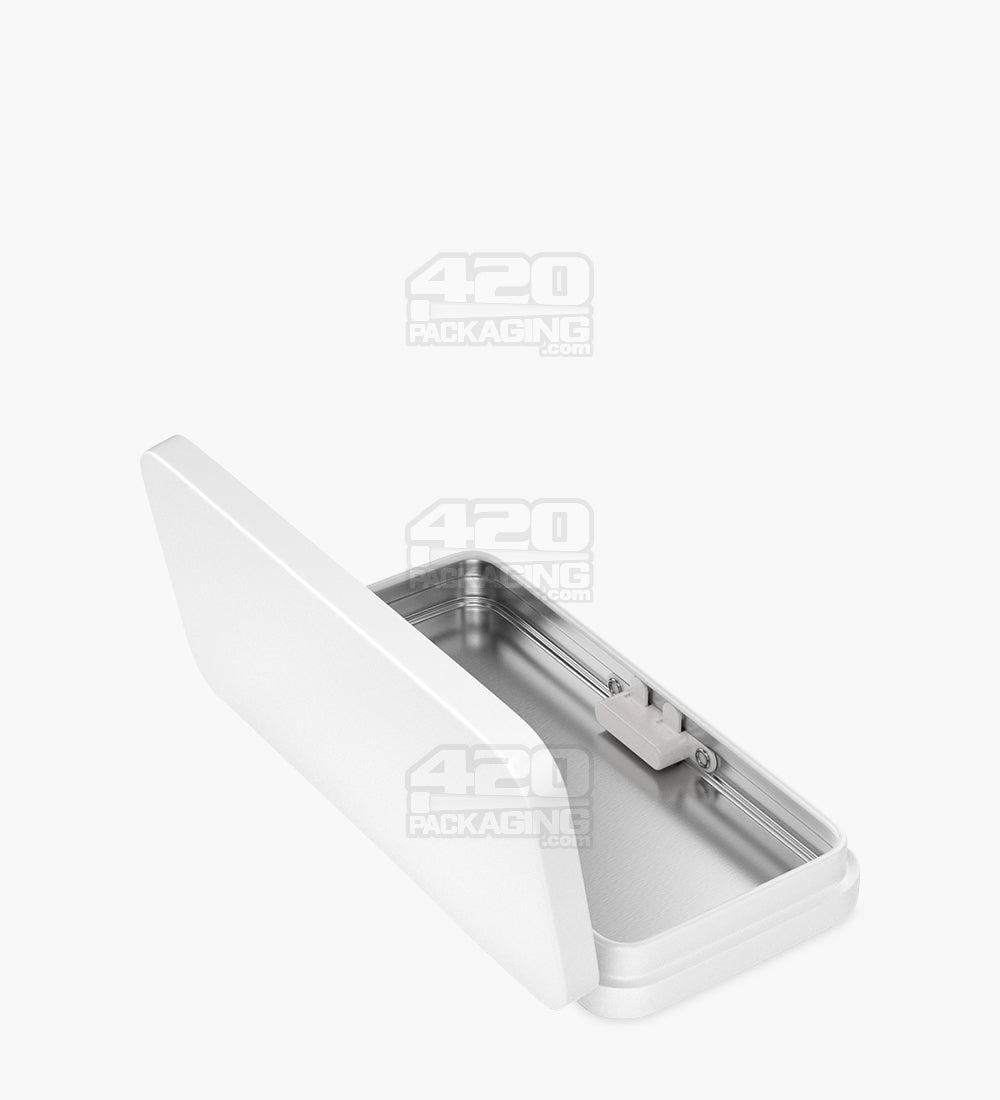 Child Resistant & Sustainable Hinged-Lid Large 3/4 Pack Edible & Joint White Tin Box 100/Box - 7