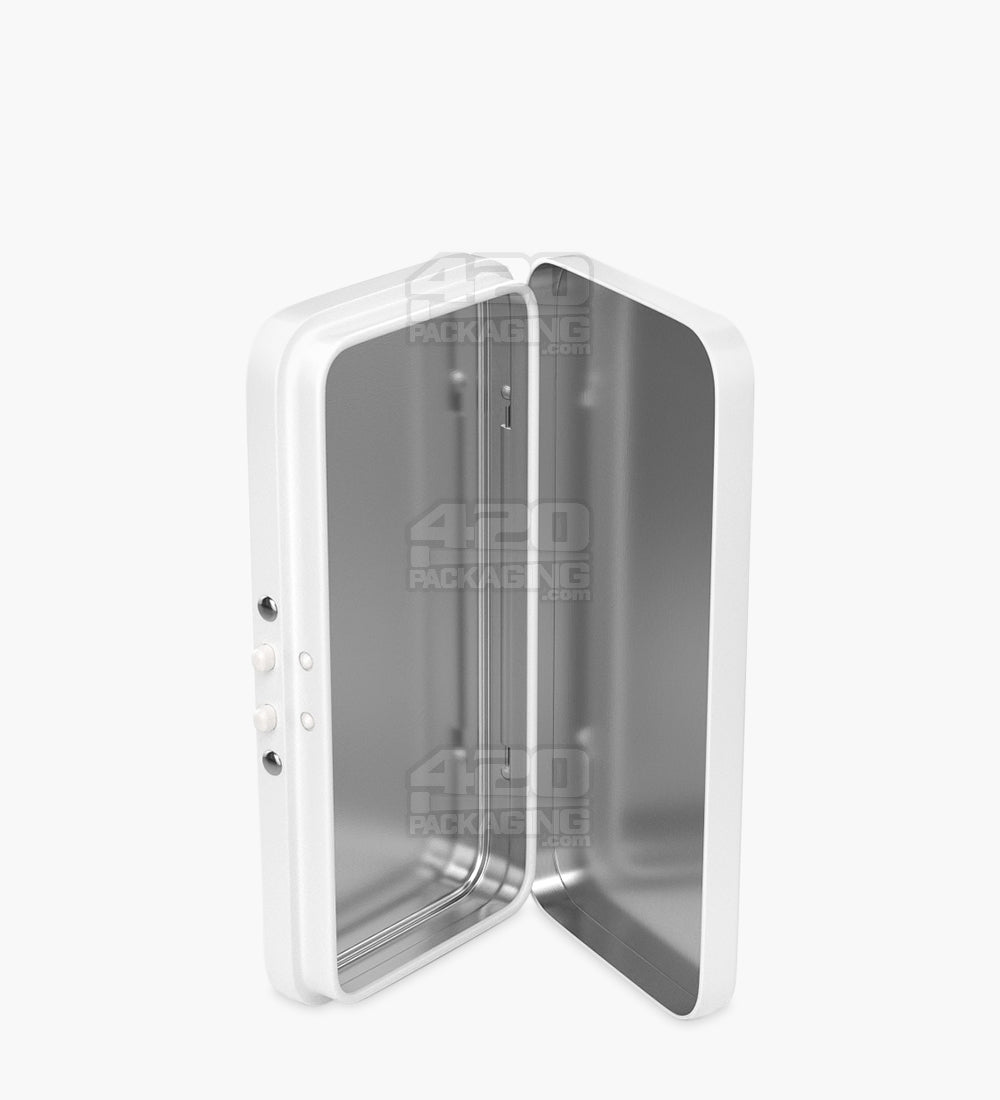 Child Resistant & Sustainable Hinged-Lid Large 3/4 Pack Edible & Joint White Tin Box 100/Box - 8