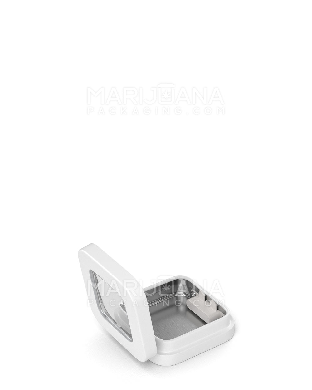 Child Resistant & Sustainable | Hinged-Lid Micro Size Vista Edible & Joint Box w/ See-Through Window |  White Tin  - 6