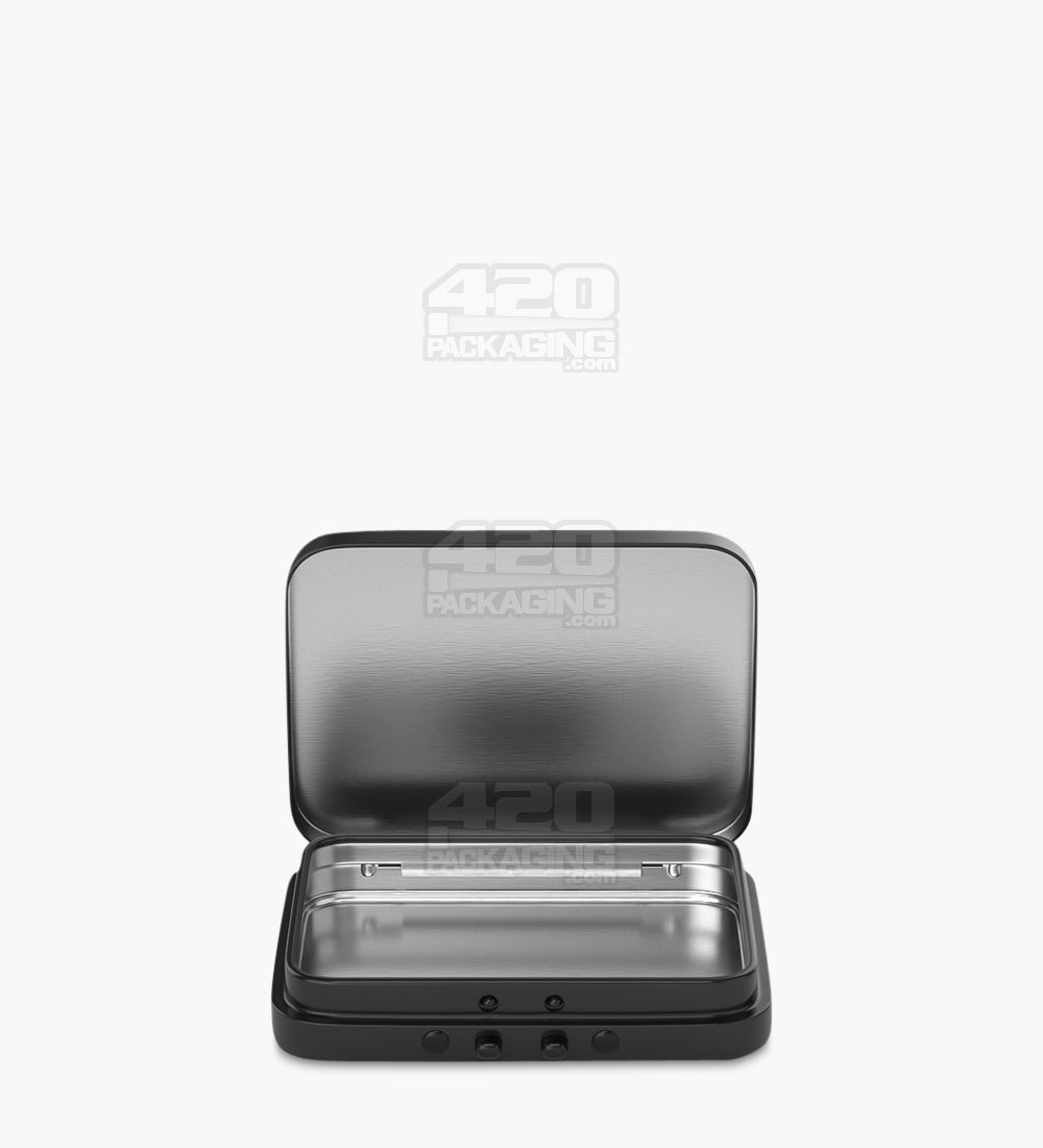 Child Resistant & Sustainable Hinged-Lid Mini Size Black Tin Box 100/Box - 6