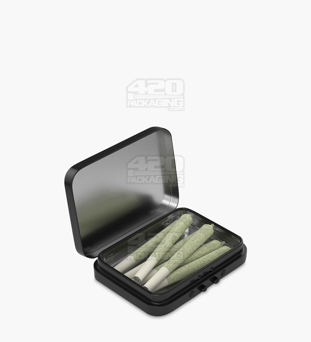 Child Resistant & Sustainable Hinged-Lid Mini Size Black Tin Box 100/Box - 3