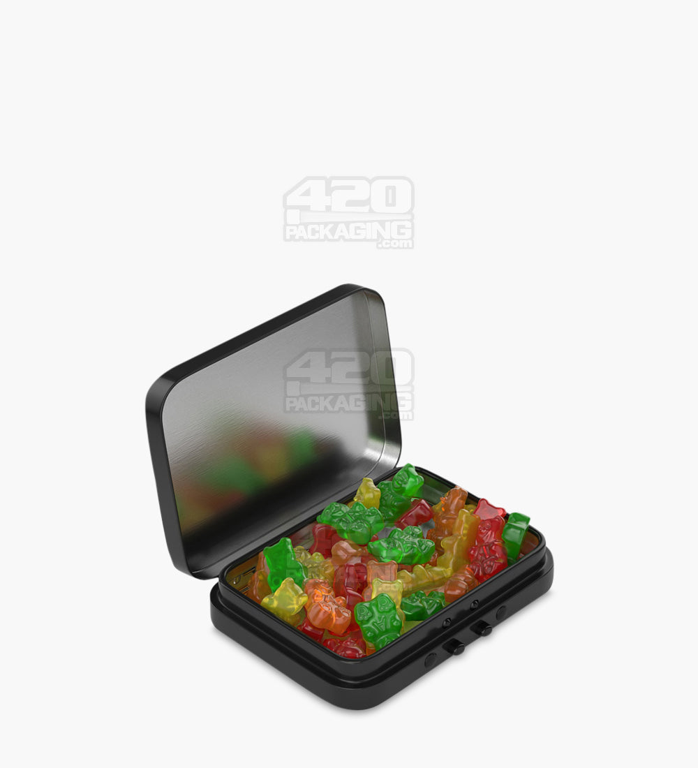 Child Resistant & Sustainable Hinged-Lid Mini Size Black Tin Box 100/Box - 2