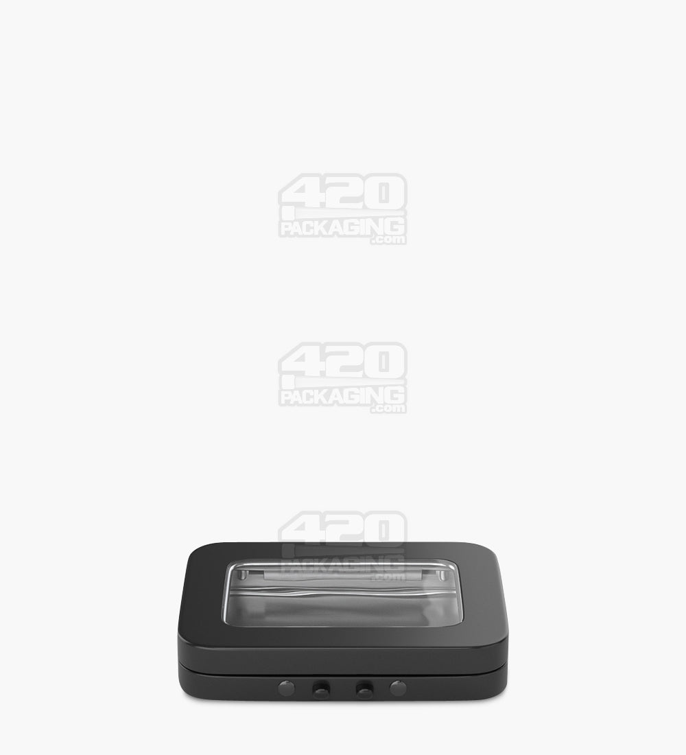 Child Resistant & Sustainable Hinged-Lid Mini Size Vista Black Tin Box w/ See-Through Window 100/Box - 5