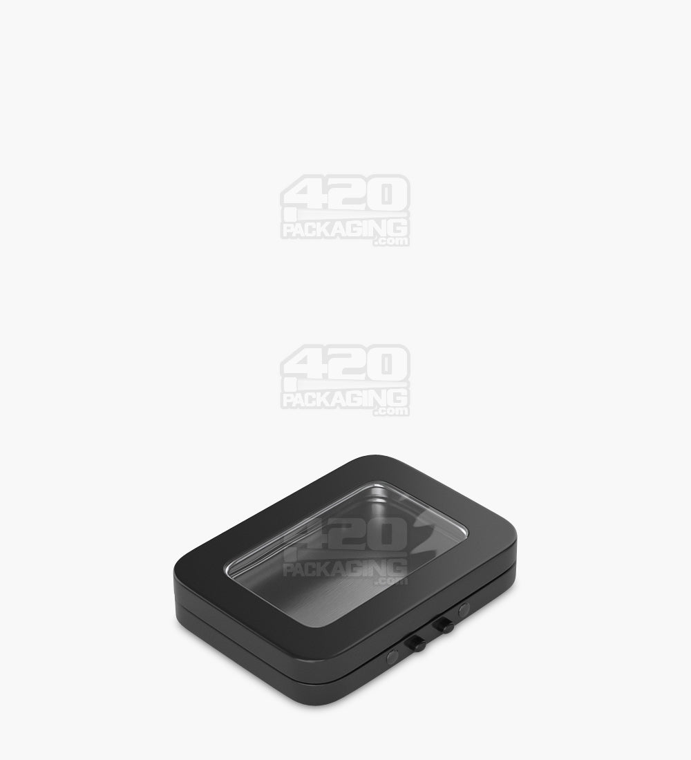 Child Resistant & Sustainable Hinged-Lid Mini Size Vista Black Tin Box w/ See-Through Window 100/Box - 4