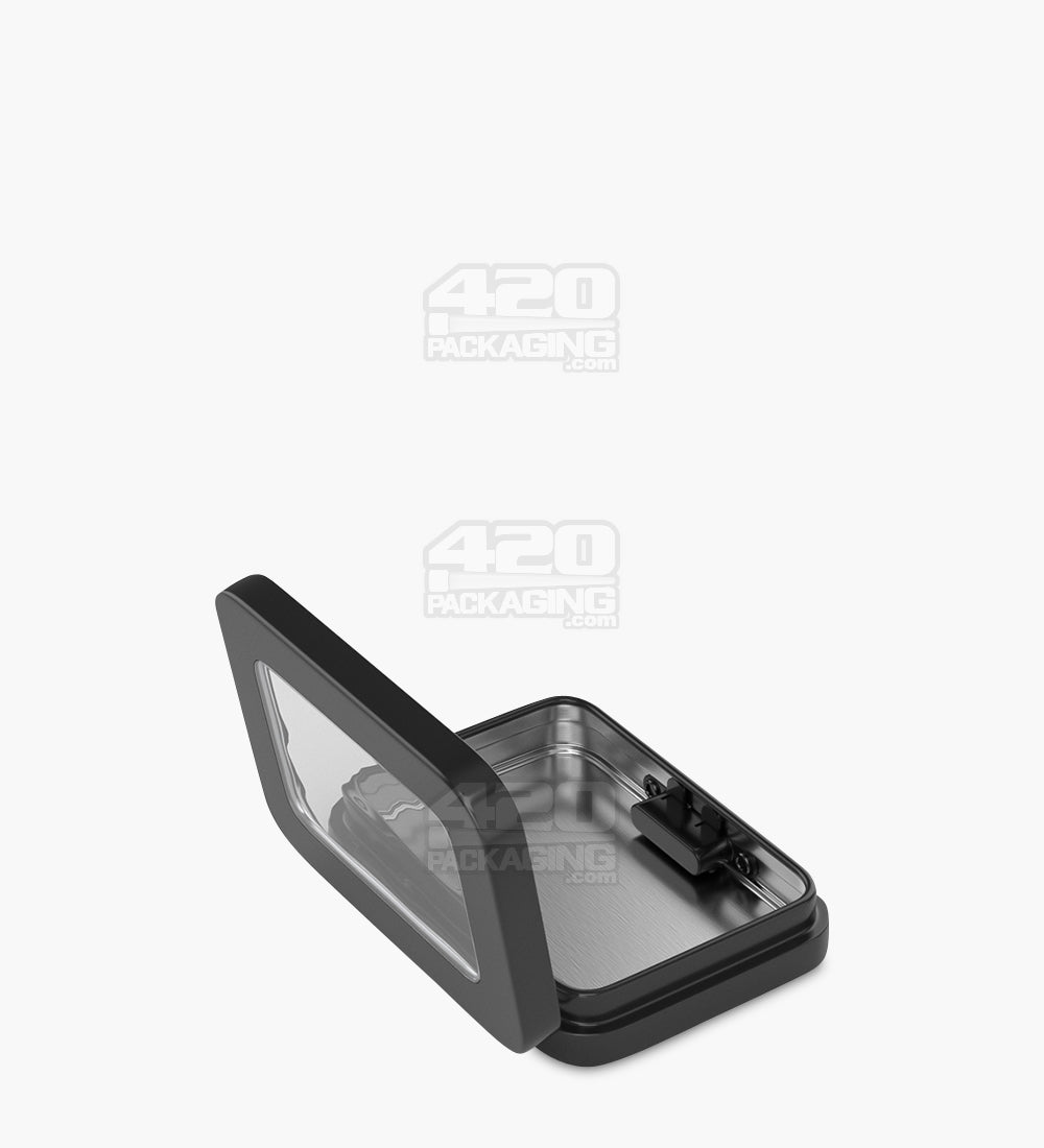 Child Resistant & Sustainable Hinged-Lid Mini Size Vista Black Tin Box w/ See-Through Window 100/Box - 7