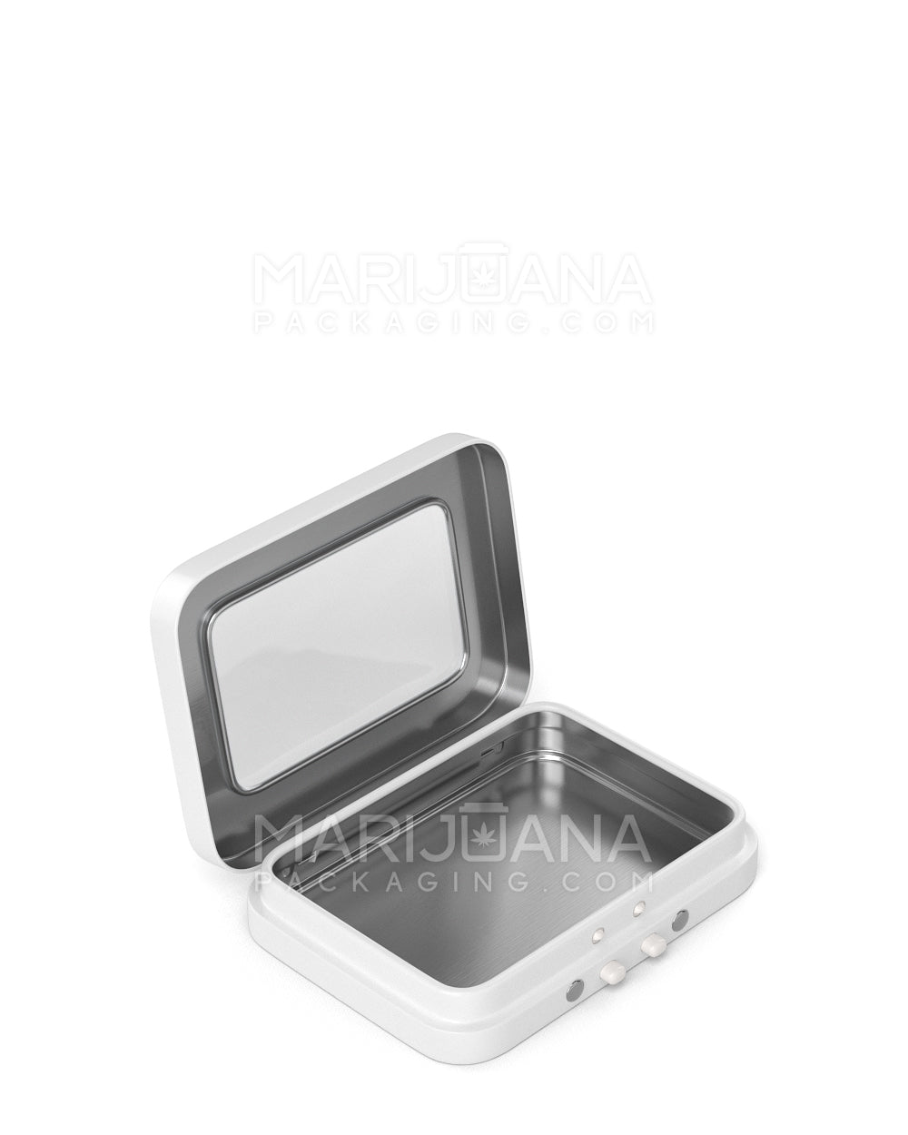 Child Resistant & Sustainable Hinged-Lid Mini Size Vista Edible & Joint Box w/ See-Through Window |  White Tin | Sample - 1