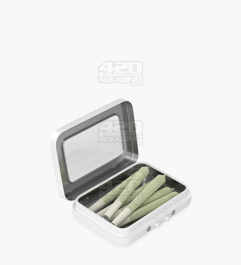 Child Resistant & Sustainable Hinged-Lid Mini Size Vista White Tin Box w/ See-Through Window 100/Box - 3