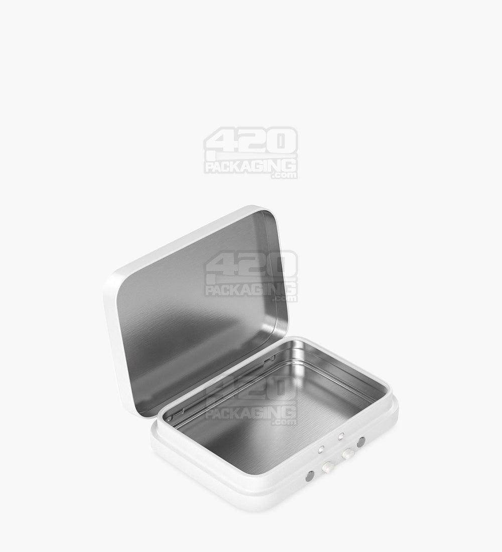 Child Resistant & Sustainable Hinged-Lid Mini Size White Tin Box 100/Box - 1