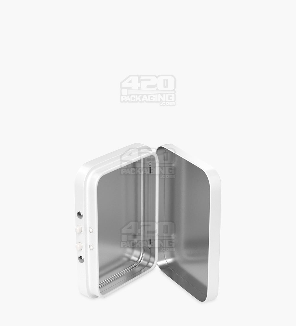 Child Resistant & Sustainable Hinged-Lid Mini Size White Tin Box 100/Box - 8