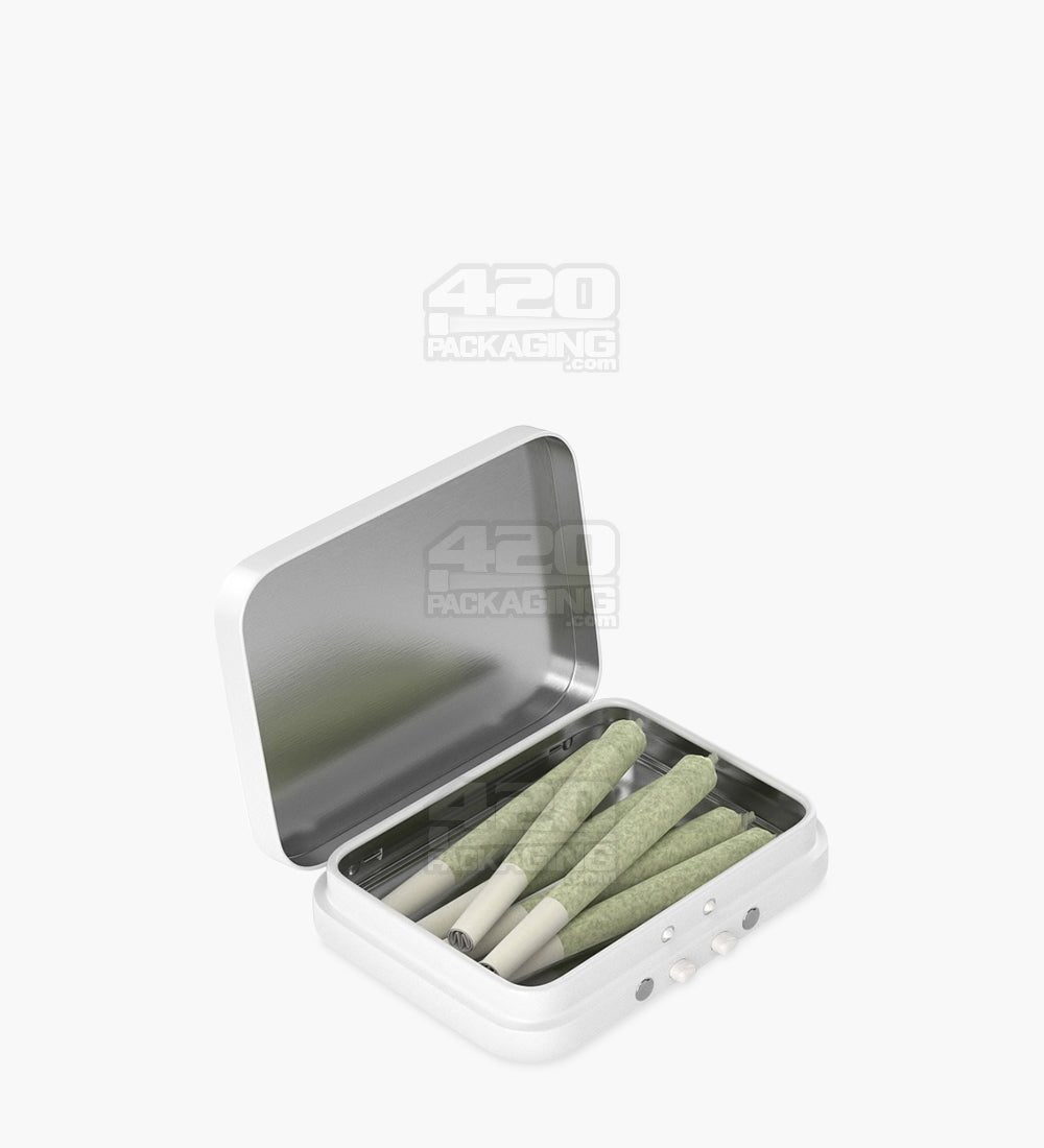 Child Resistant & Sustainable Hinged-Lid Mini Size White Tin Box 100/Box - 3