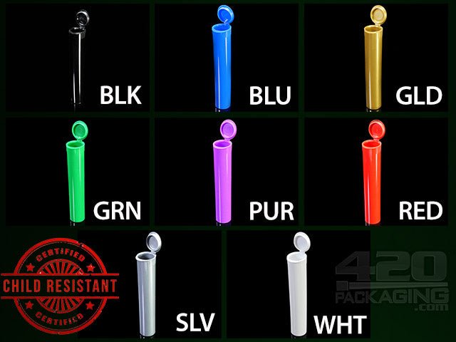 Squeezetops® 98mm Opaque Child Resistant J-Tubes (073700-CR) 1000/Box RYB (Opaque Blue) - 4