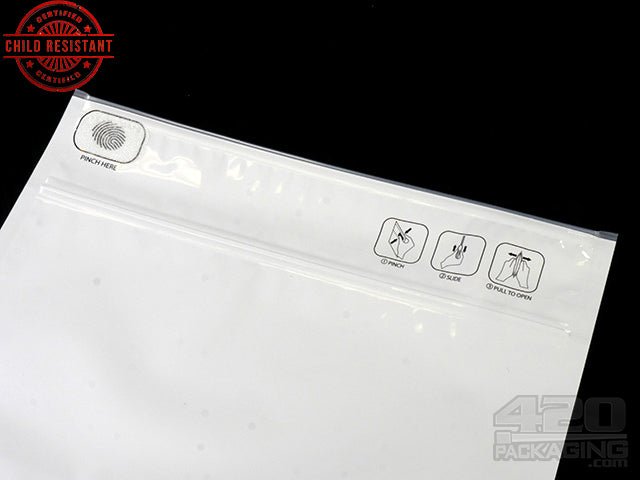 12"x9" White Pinch N Slide ASTM Child Resistant Exit Bags 1000/Box - 2
