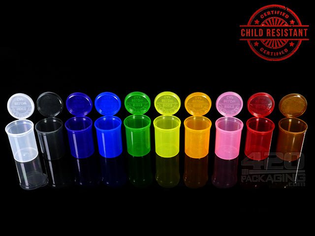 Squeezetops® PST30 Transparent Mix Child Resistant Containers 600/Box - 4