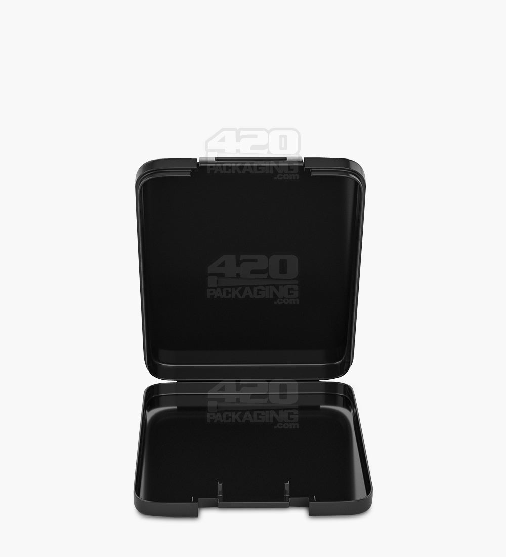 Hinged Lid Slim Shatter Container | 5.3mm - Black Plastic - 1000 Count