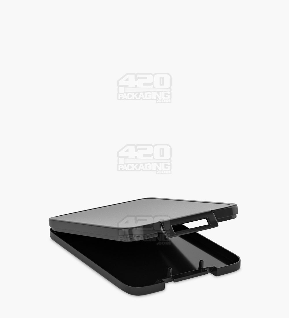 Hinged Lid Slim Shatter Container | 5.3mm - Black Plastic - 1000 Count