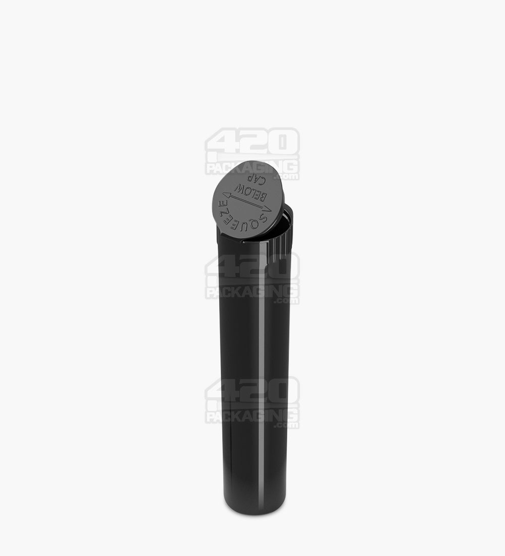 Child Resistant | Pop Top Opaque Plastic Pre-Roll Tubes (Open) | 98mm - Black - 1000 Count