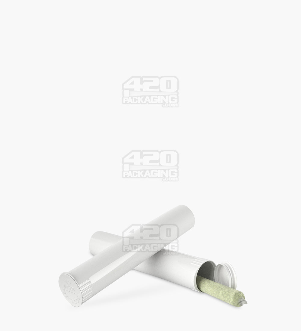 95mm White Opaque Child Resistant Pop Top Plastic Pre-Roll Tubes 1000/Box