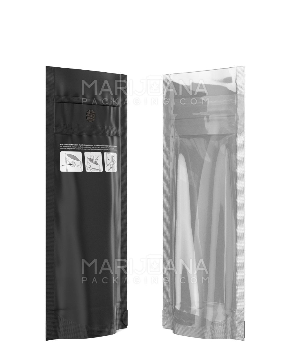 Child Resistant & Tamper Evident DymaPak Vista Black Mylar Bag for Pre-Roll/Syringe | 3in x 7.3in - 2.5g | Sample - 2