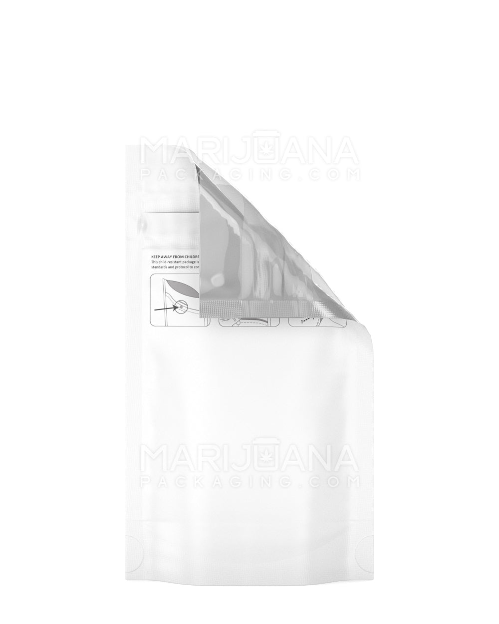 Child Resistant & Tamper Evident DymaPak Vista White Mylar Bag | 4in x 7in - 7g | Sample - 1