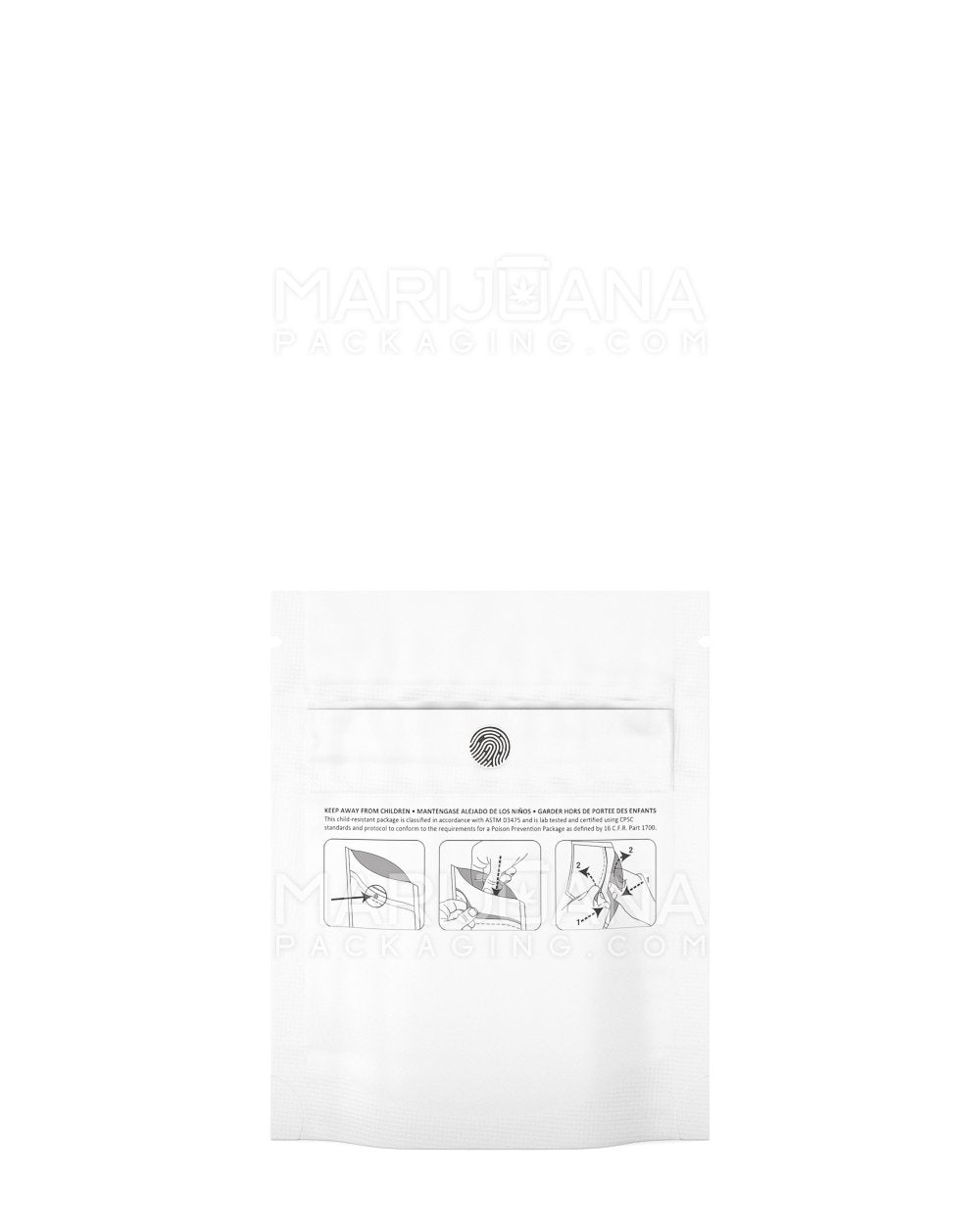 Child Resistant & Tamper Evident DymaPak White Mylar Bag | 3.6in x 4.5in - 1g | Sample - 1