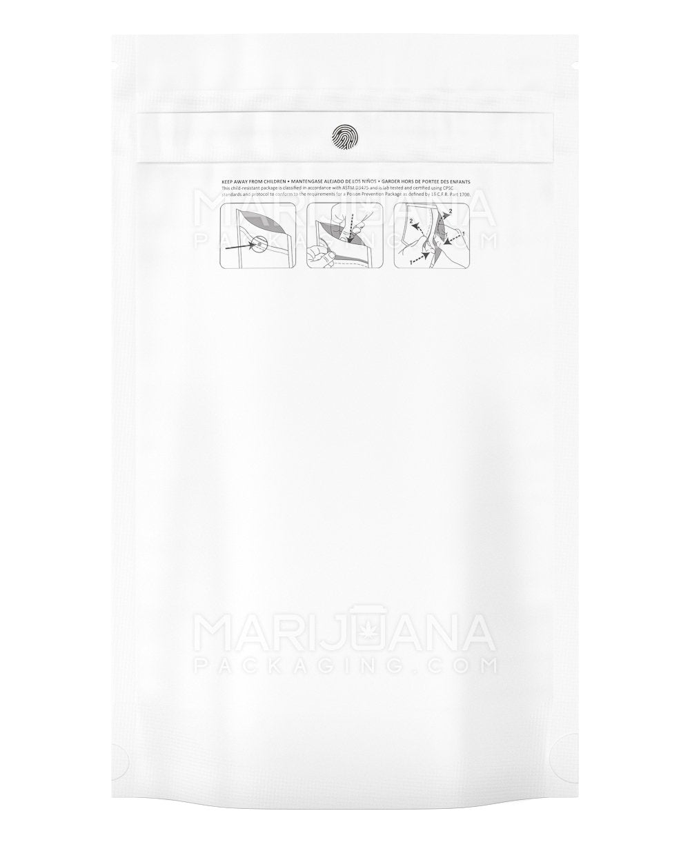Child Resistant & Tamper Evident DymaPak White Mylar Bag | 6in x 9.8in - 28g | Sample - 1
