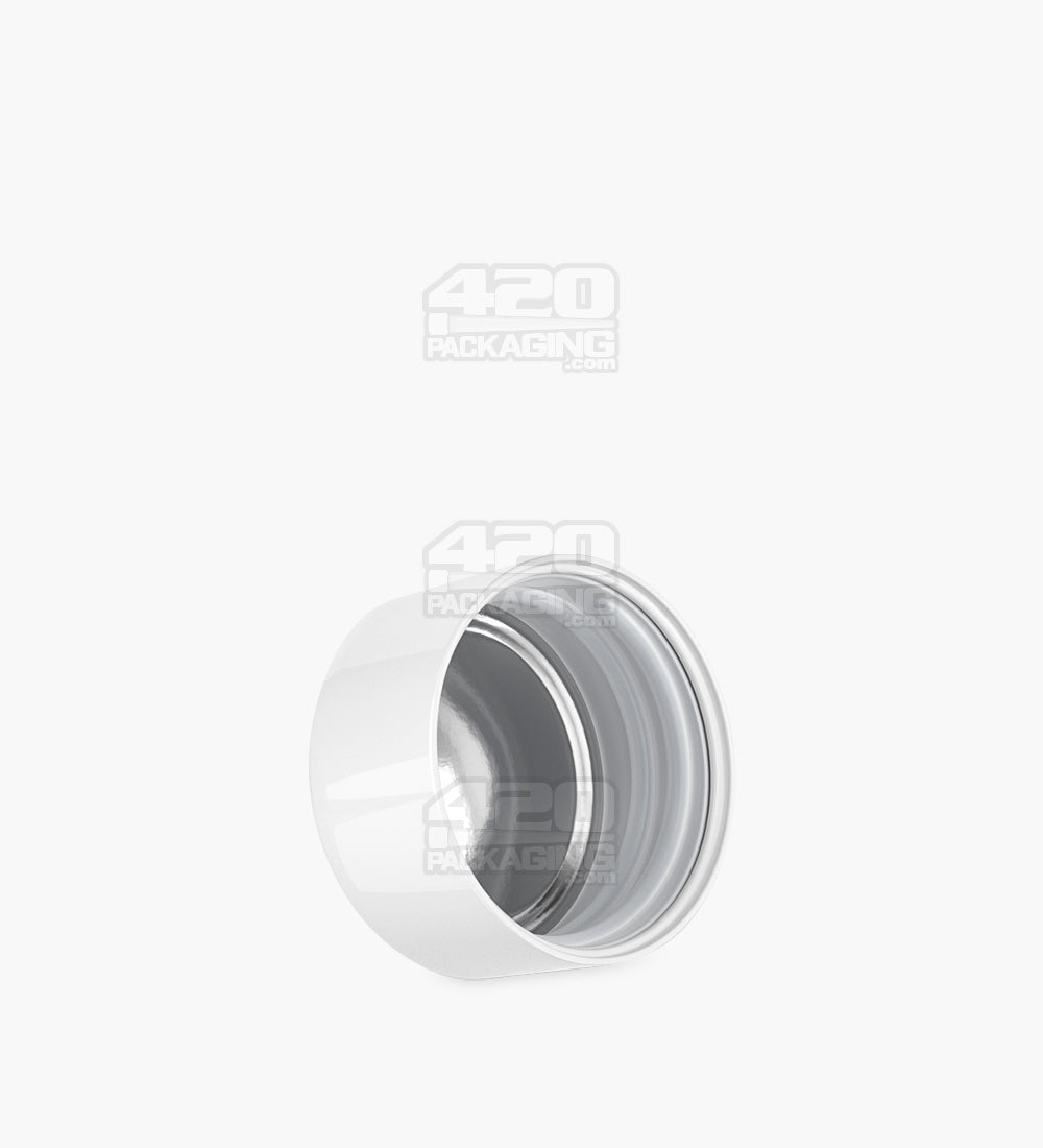 Child Resistant | Smooth Push Down & Turn Plastic Caps w/ Foil Liner | 28mm - Glossy White - 504 Count