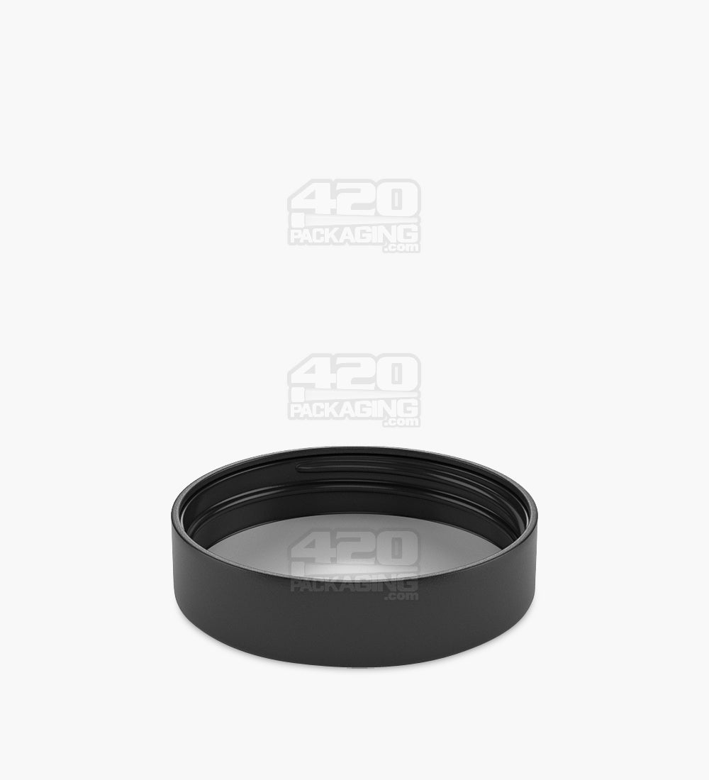 Child Resistant | Smooth Push Down & Turn Plastic PCR Caps w/ Foam Liner | 57mm - Semi Gloss Black - 72 Count