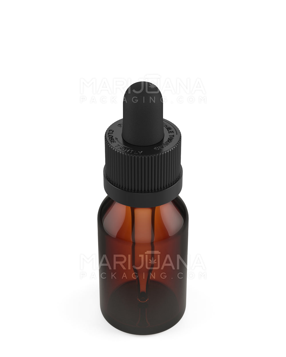 Child Resistant | Glass Tincture Bottles w/ Black Ribbed Dropper Cap | 15mL - Amber - 120 Count - 4
