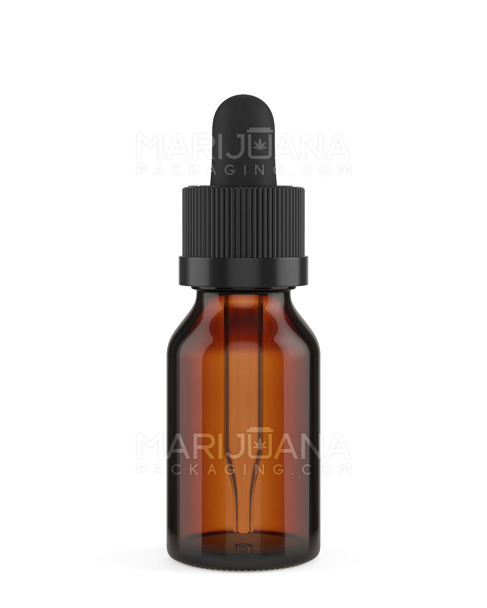 Child Resistant | Glass Tincture Bottles w/ Black Ribbed Dropper Cap | 15mL - Amber - 120 Count - 2